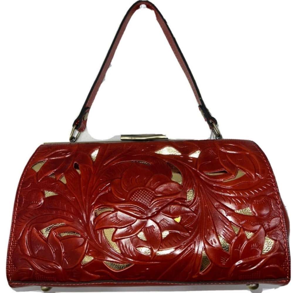Patricia Nash Bovino Frame British Tan Shoulder/Satchel Bag